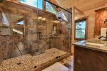 Upper level master bathroom with custom shower